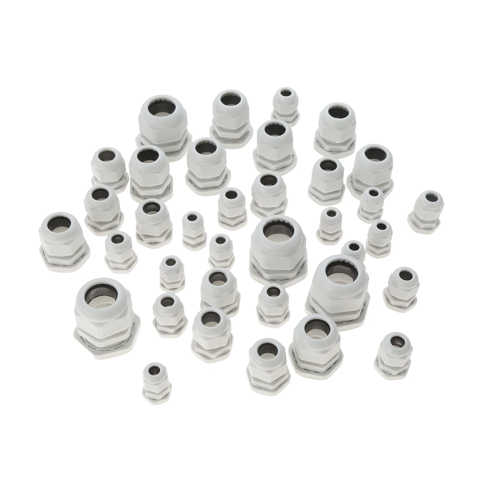 36 Pcs Adjustable Cable Glands Kit 3-21mm Lock Nut Connector Joint IP68 Waterproof M12 M16 M20 M25 M32 Nylon Plastic Connector