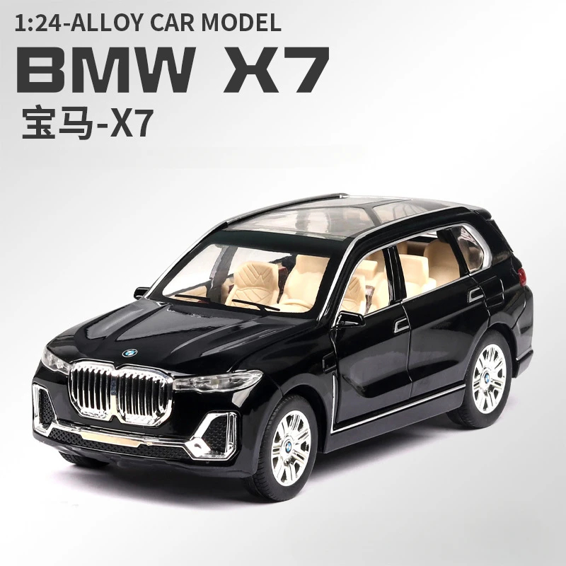 1:24 BMW X7 X5 XM SUV 합금 자동차 모델 다이캐스트 장난감 차량, 금속 장난감 자동차 모델 시뮬레이션 컬렉션, 사운드 라이트 어린이 장난감