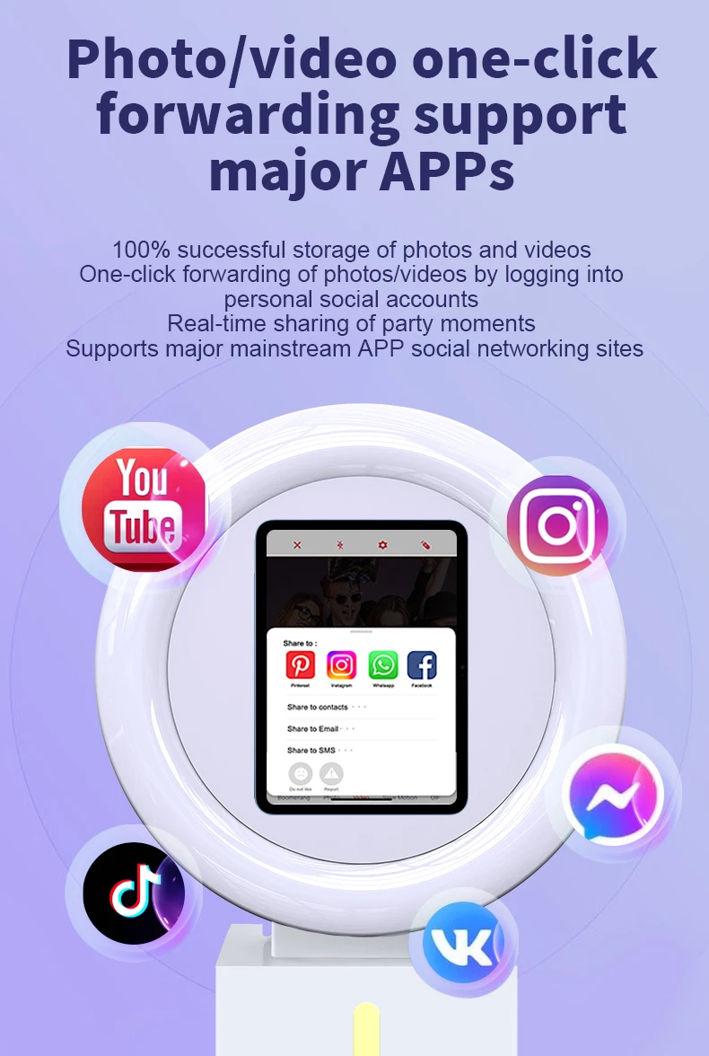 Máquina de fotomatón para iPad, para 10,2 pulgadas/10,5 pulgadas/11 pulgadas/12,9 pulgadas/13 pulgadas, bodas, fiestas, eventos, fotomatón LED portátil para Selfie