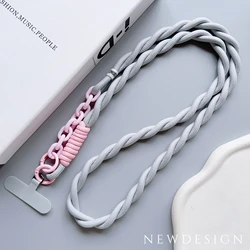 Chic Universal Phone Lanyard - Stylish Acrylic Crossbody & Neck Strap with Anti - Lost Wrist Clip - Polyester / Nylon (Silver / Gray)