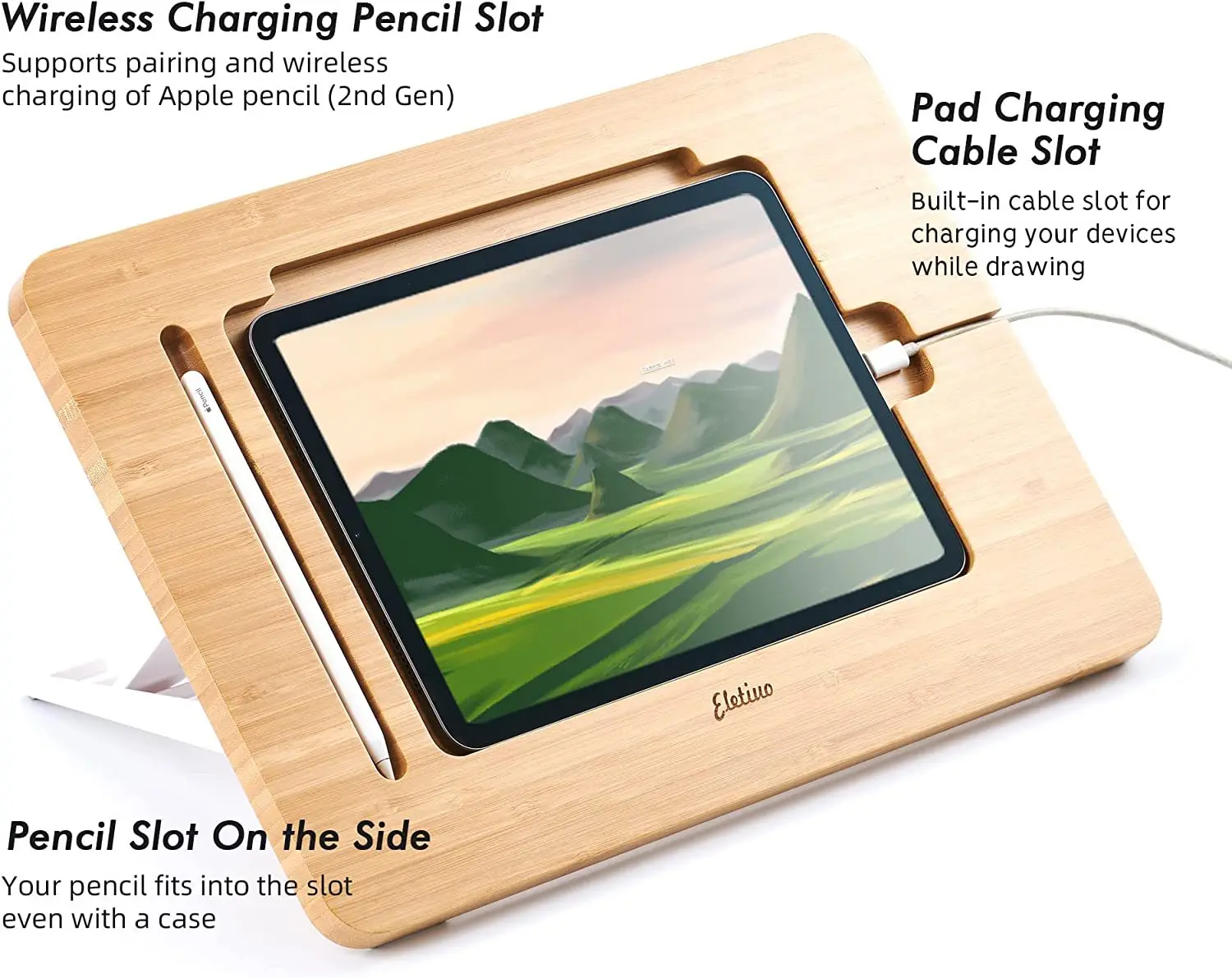 Adjustable Bamboo iPad Stand