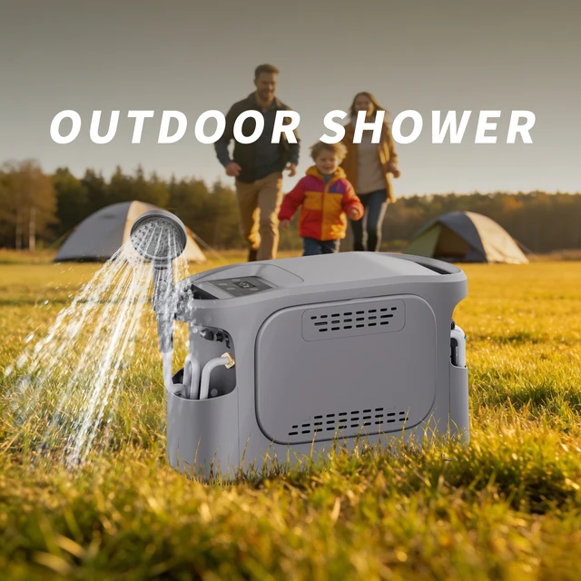 Kit de chauffe-eau portable tout-en-un pour le camping - Douche pour camping-car + pompe + seau de 40 L 1