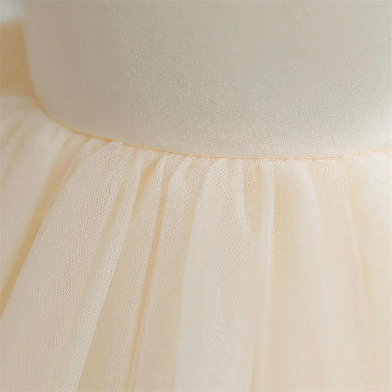 Girls Dress Baby Girl Dress Infant Baby Baptism Dress For Girls Kids Wedding Party Dresses Bow Beaded Tulle Christening Gown Birthday Children Clothes