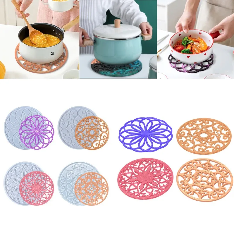 

Flower Round Resin Mold for DIY Crafts Coaster Silicone Mold Epoxy Mandala Tray Cup Mat Casting Mould Making Tools Home Decor