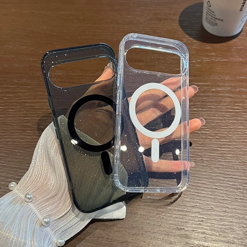Transparent Glitter MagSafe Case with Magnetic Wireless Charging