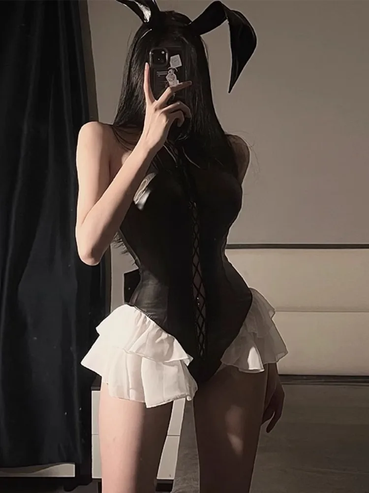 Naughty Maid Lolita Cosplay Cute Sexy Erotic Kawaii Outfit Club Costume Black White Women Uniform Dress Cute Bowknot Costumes
