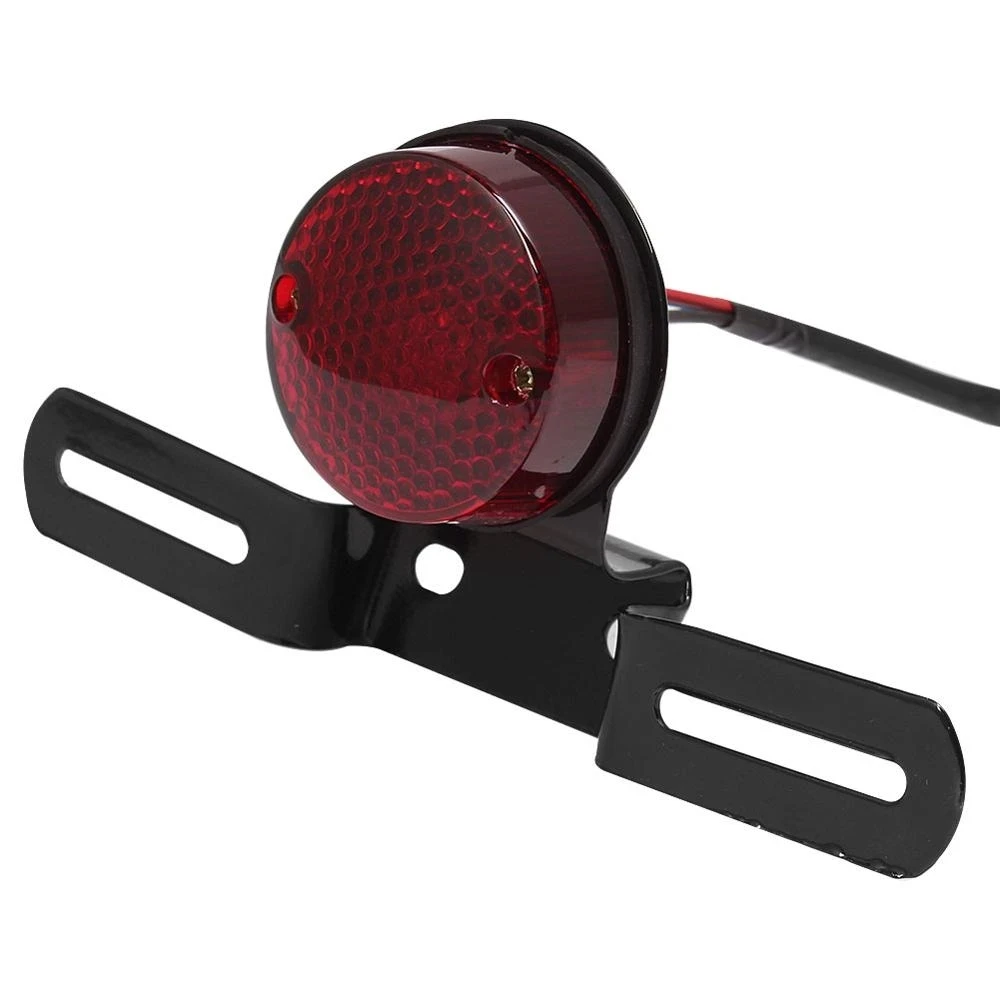 Motorcycle LED Lights ROUND RED LED MOTORCYCLE ATV TAIL BRAKE STOP RUNNING LIGHT LICENSE PLATE BRACKET