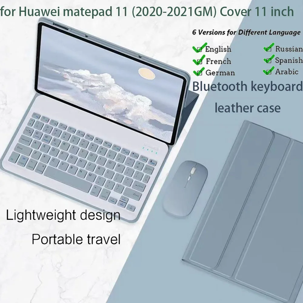 

portable split Keyboard Case for Huawei MatePad 11inch (2020-2021 Universal) with Magnetic Cover Supports English French Arabic