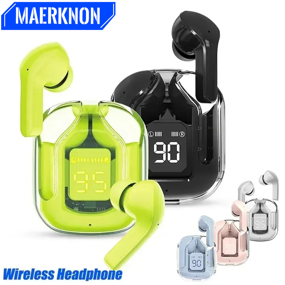 T2 Wireless Bluetooth Earphones Transparent TWS Gaming Noise Cancelling Headphones LED Power Digital Display Stereo Earphones