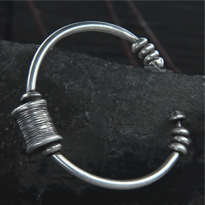 

Vintage Silver Color Prayer Wheel Cuff Bracelet Bangle Opening Adjustable Men's Bangle Retro Jewelry Accessories Gifts