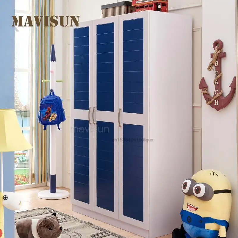 Children's Wardrobe Modern Minimalist Children's Furniture Set Pink Blue Three-Door Two-Door Bedroom Household Wardrobe Closet