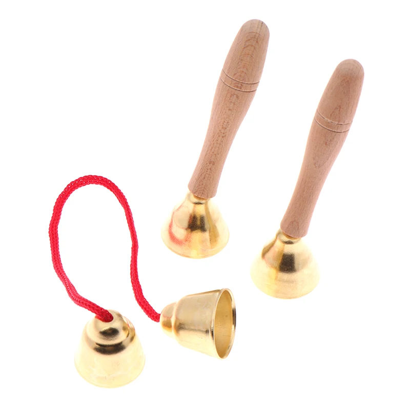 1Pair Children Musical Instrument Toy Bells With Strings/Handles Montessori Orff Instrument Kindergarten Music Play Learning Toy