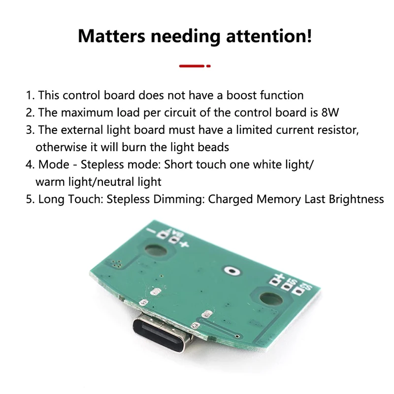Description Picture 2 of itemType-C Table Lamp Circuit Board USB Charging Three Gear Stepless Dimming LED Touch Small Night Lamp Control Module