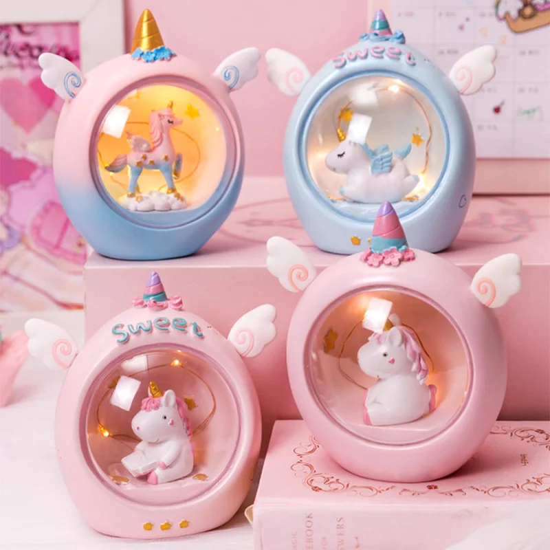 

Girls' Heart Unicorn Night Light, Desktop Room Decoration, Cute Healing Gift, Small Ornaments, Creative Kawaii, Happiness Lamp