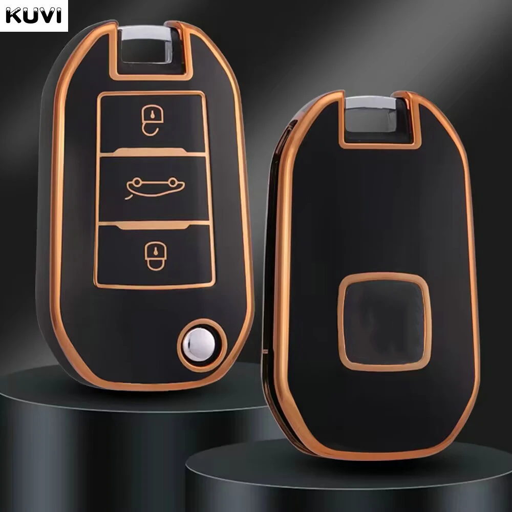 TPU Car Flip Key Case Cover Shell For Peugeot 208 3008 308 508 408 2008 307 4008 For Citroen C4 C3 C6 CACTUS C8 Keyless Fob key case key case cover car key shell
