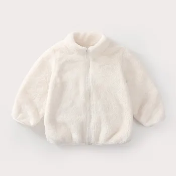 Solid Color Fashion Children Plush Coat Autumn Winter Warm Baby Girl Boy Casual Jacket 2