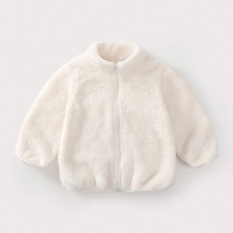 Solid Color Fashion Children Plush Coat Autumn Winter Warm