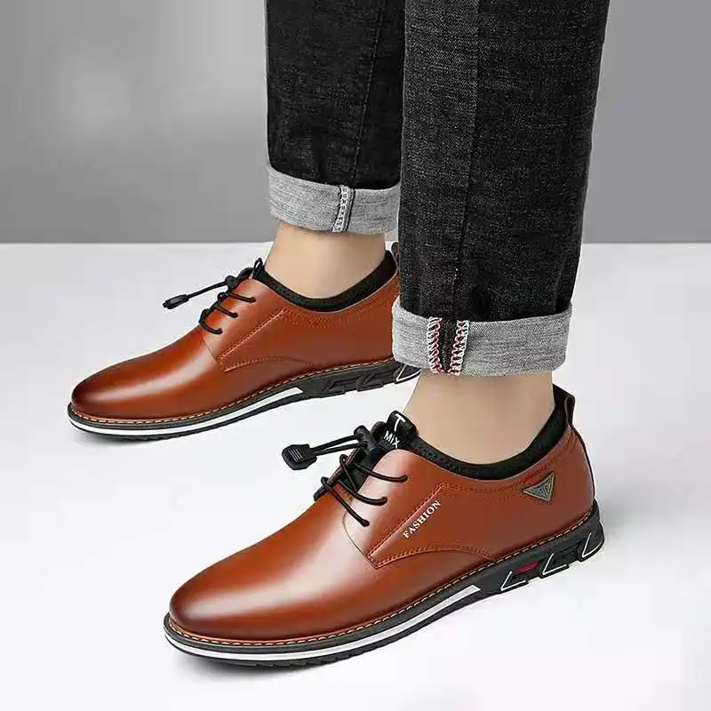 2024 Latest Men's Shoes Leather Cowhide Comfortable Low Top Casual Shoes