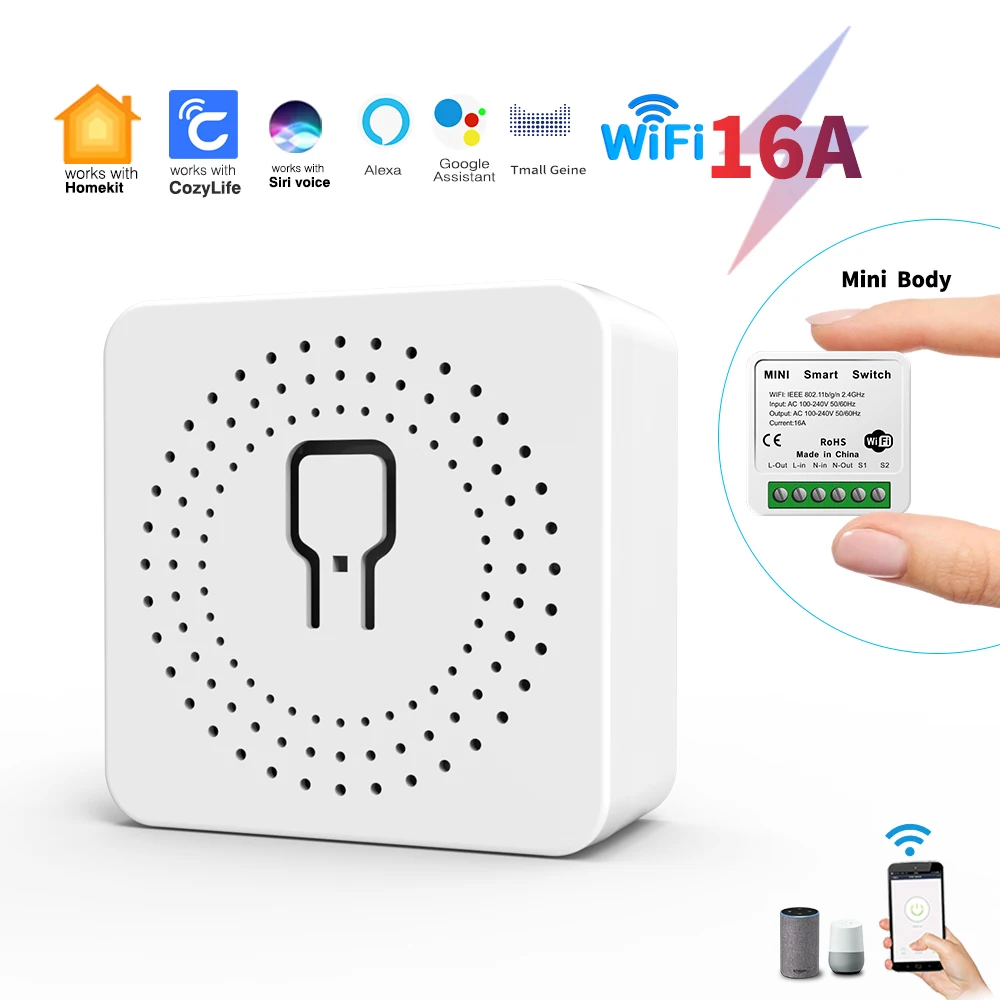 Homekit DIY Smart Switch MINI Remote Control Wifi Switch Automation Module Support An External Work with Alexa Google Home light switch brass Wall Switches