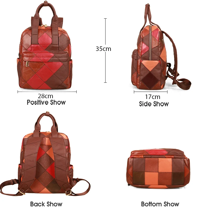 Women Backpack Genuine Leather Shoulder Anti-theft Back Zipper Bags Pouch Lady Business Travel School Bag Mochila Escolar Gifts