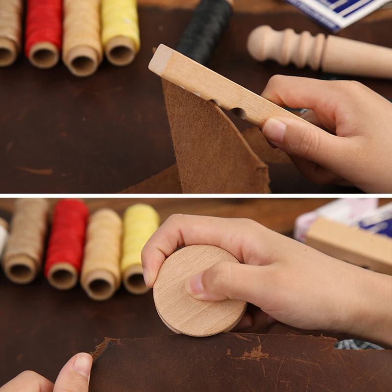 KRABALL Wooden Round Burnishing Edge Leather Edge Slicking Round Grinding Rod for Polished Leather Craft Working Tool