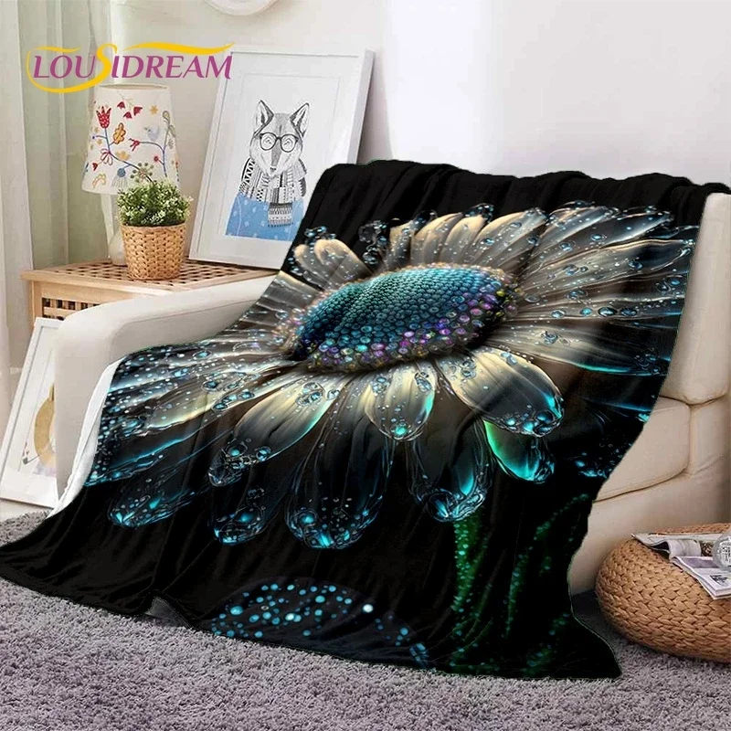 드림 태양 꽃 북유럽 데이지 부드러운 플란넬 담요 침대 침실 소파 피크닉, 커버 야외 레저 낮잠 선물 담요 던지기