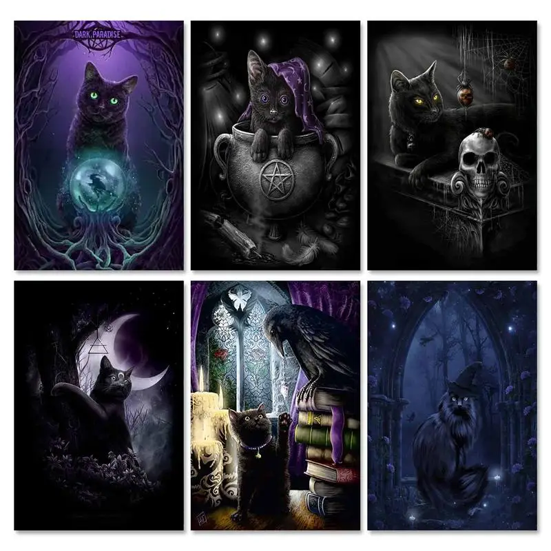 GATYZTORY Frame DIY Painting By Number Kits For Adults Black Cat Animals Picture By Number Acrylic Paint By Numbers Home Decors