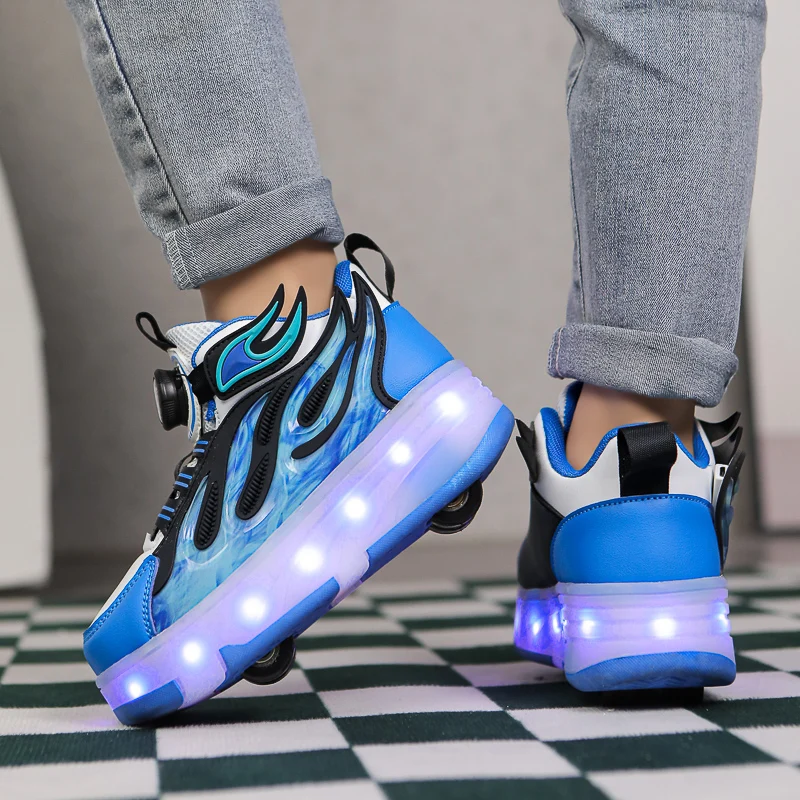 Description Picture 3 of itemChildren's Sports Shoes Roller Skating 4-Wheel USB Charging Spring and Autumn New Casual Outdoor Sports Training Skate Shoes