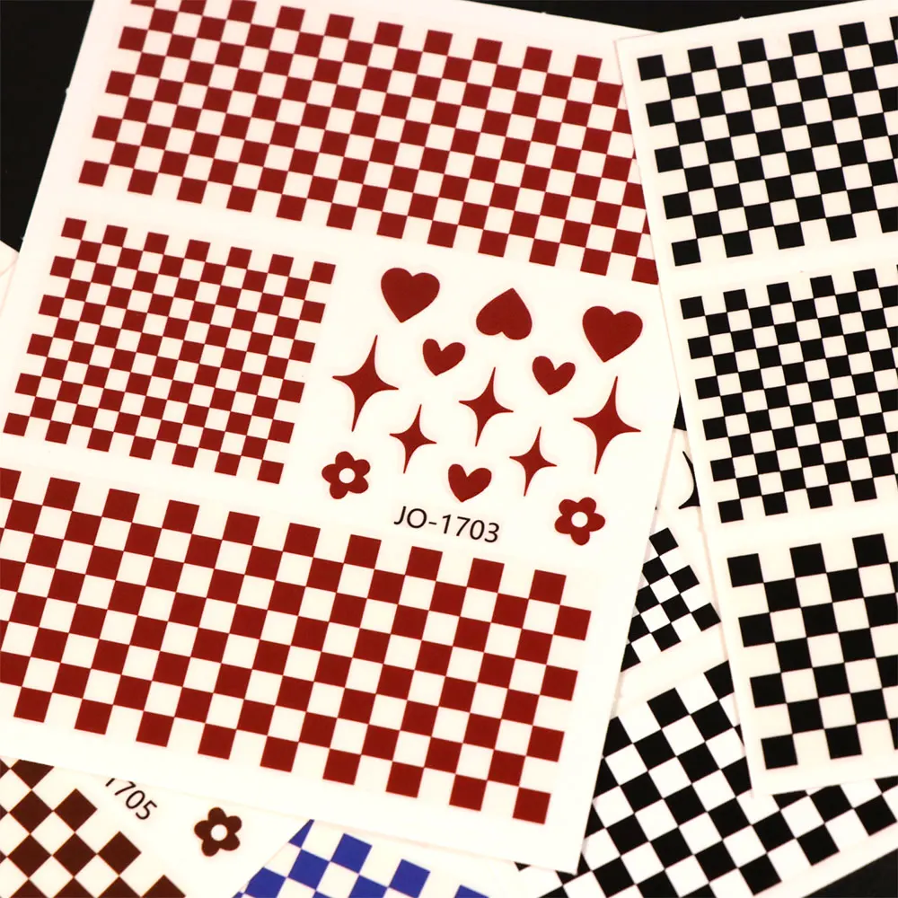 1pcs French Manicure Nail Art Stickers Checker Board Nail Tips Decoration Self-Adhesive For DIY Decoration Stencil Tools 2