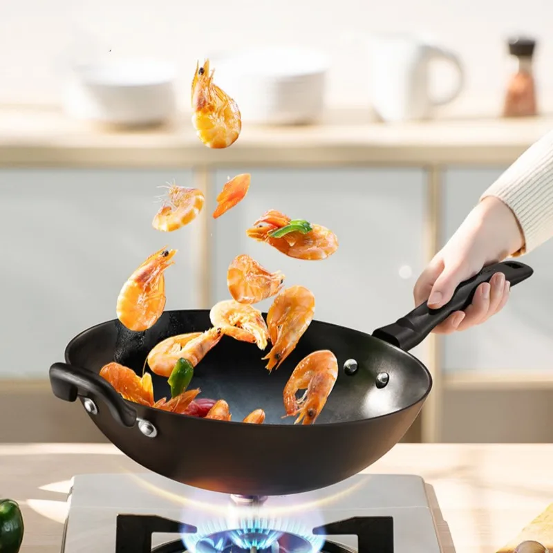 

Chinese Forge Cast Iron Wok Non Stick Uncoated Gas Stoves Kitchen Cooking Pot Non Stick Wok Utensils Cauldron Handmade Cookware