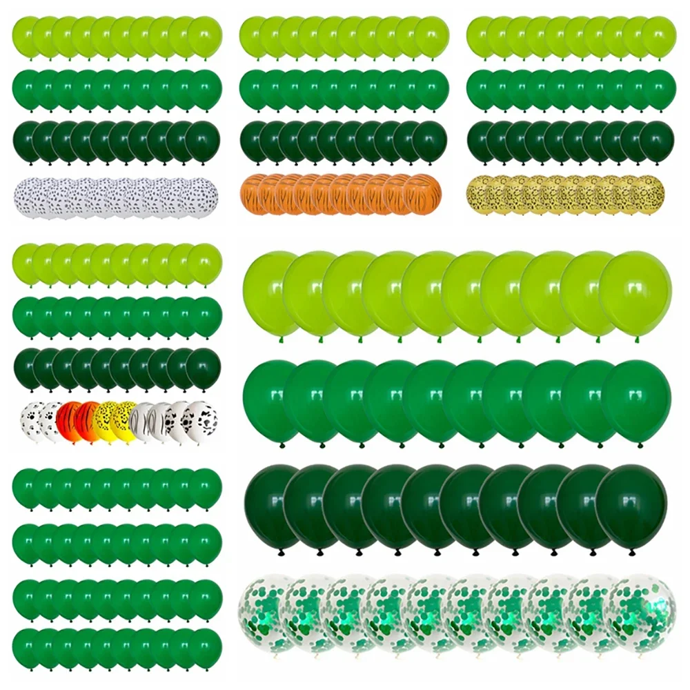 

40pcs Green Balloons Set Metallic Confetti Balloon Jungle Safari Animal Birthday Party Decorations Kids Boy Baby Shower Favors