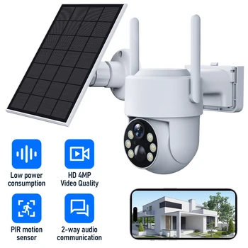 4MP Smart Wifi PTZ Camera Outdoor with Solar Panel PIR Detection IP Video Security Surveillance Battery Camera Protection ICsee 1