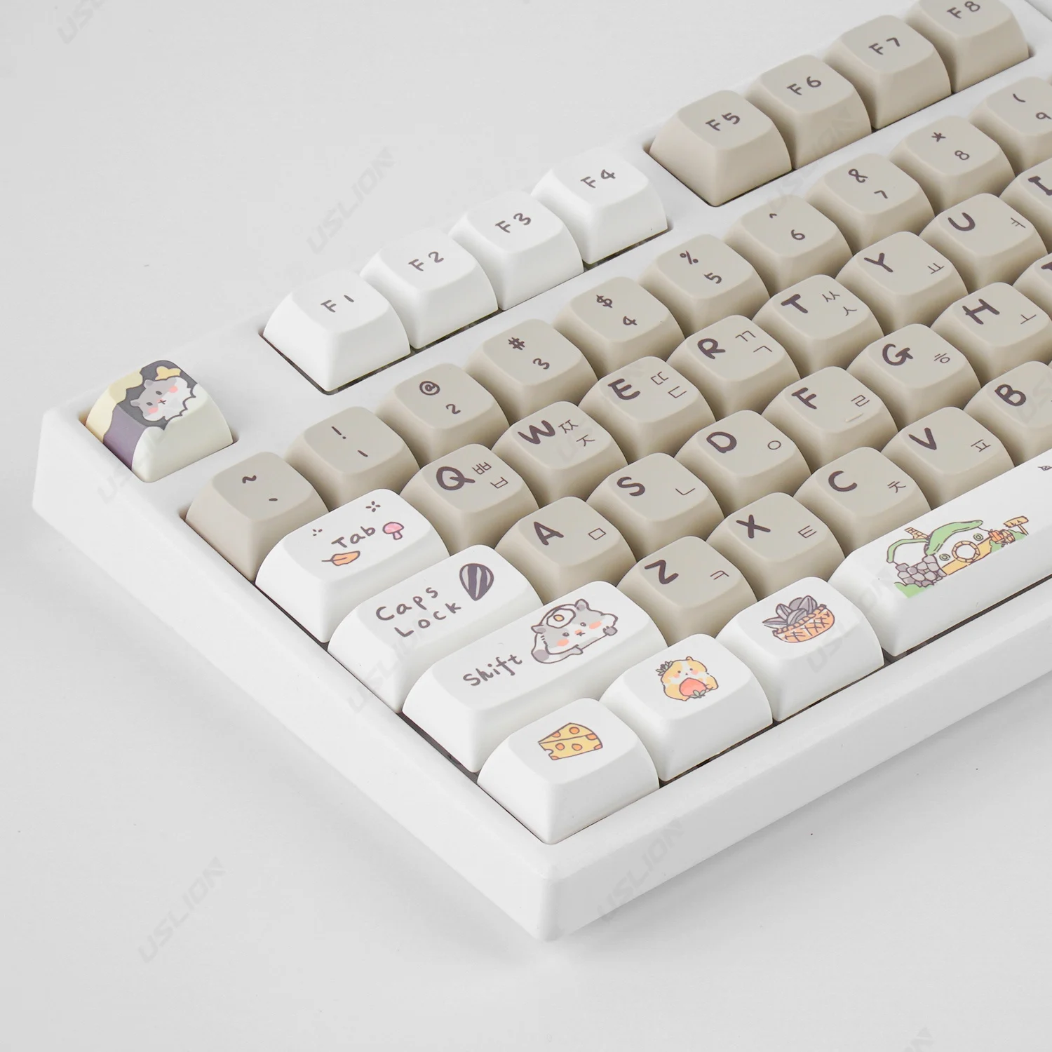 Cute Cartoon Hamster Tema Keycaps Coreano Inglês Xda Perfil Pbt Ajuste para Interruptor mx Teclado Mecânico Gaming 132 Chaves