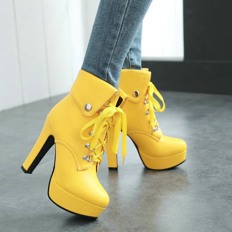 Super High Heel Platform | Thick Heel Boots | Short Boots
