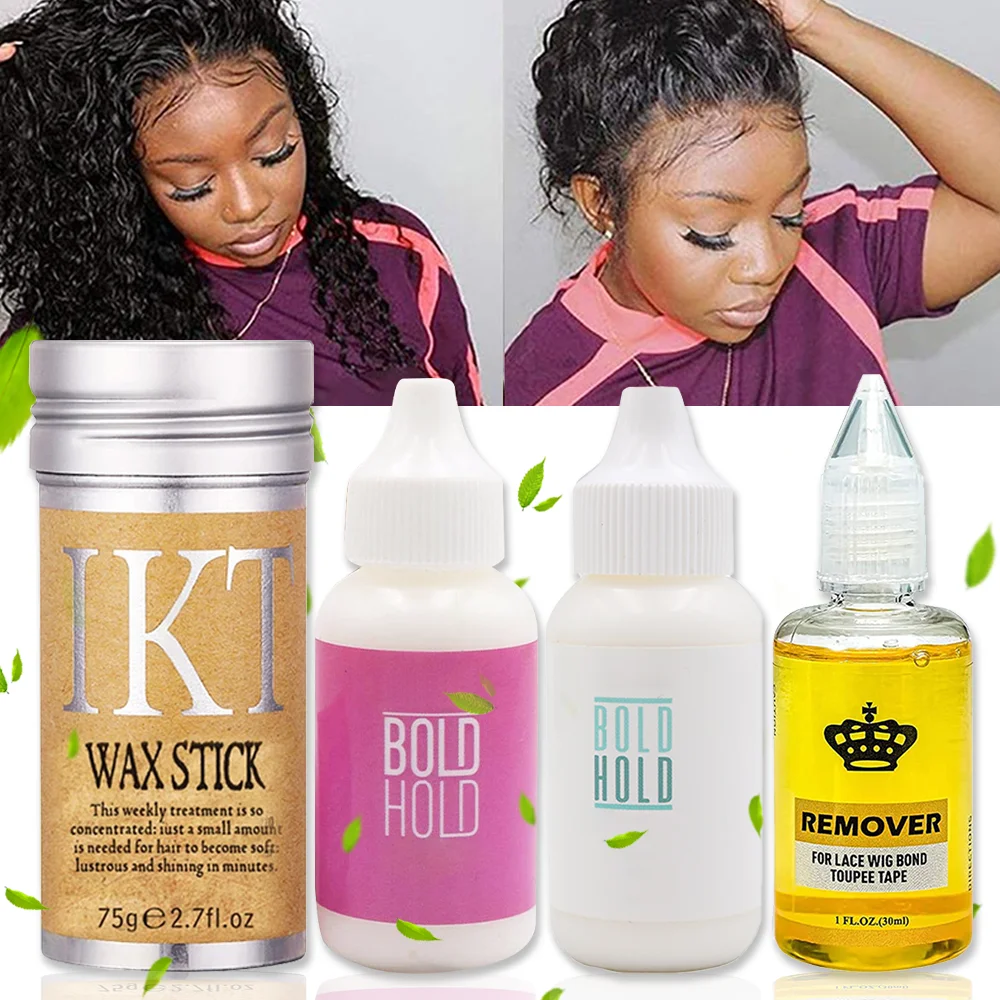 Wig Glue Bold Hold Lace Glue for Wigs Waterproof Lace Wig Glue Adhesive + Hair Wax Stick for Wig