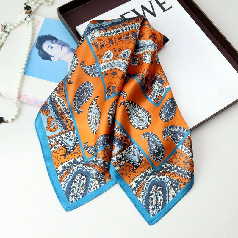 Spring/Summer Imitation Silk Neckerchief Outdoor Decoration Wraps Women 70*70cm Cashew Print Square Scarf printed scarf square scarf women scarves