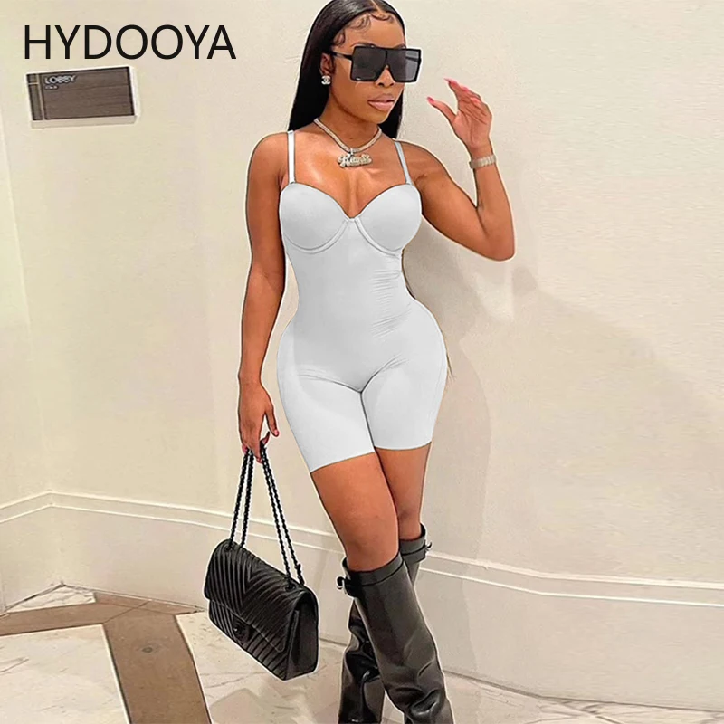 2022 Summer Women Sexy Spaghetti Strap Playsuit Sleeveless Bodycon Solid Rompers Slim Jumpsuits Streetwear Overalls for Women