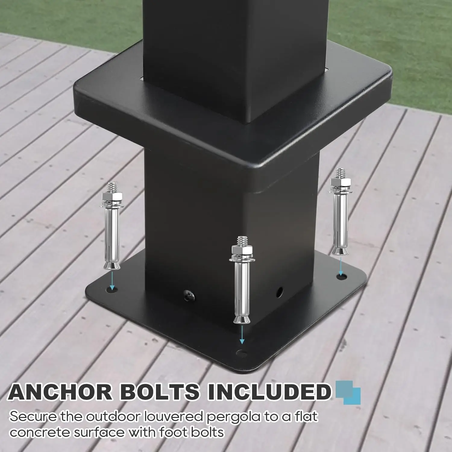 10' ×13' Outdoor Louvered Pergola, Aluminum Outdoor Louvered Pergola Patio with Adjustable Roof for Outdoor Deck (Black)