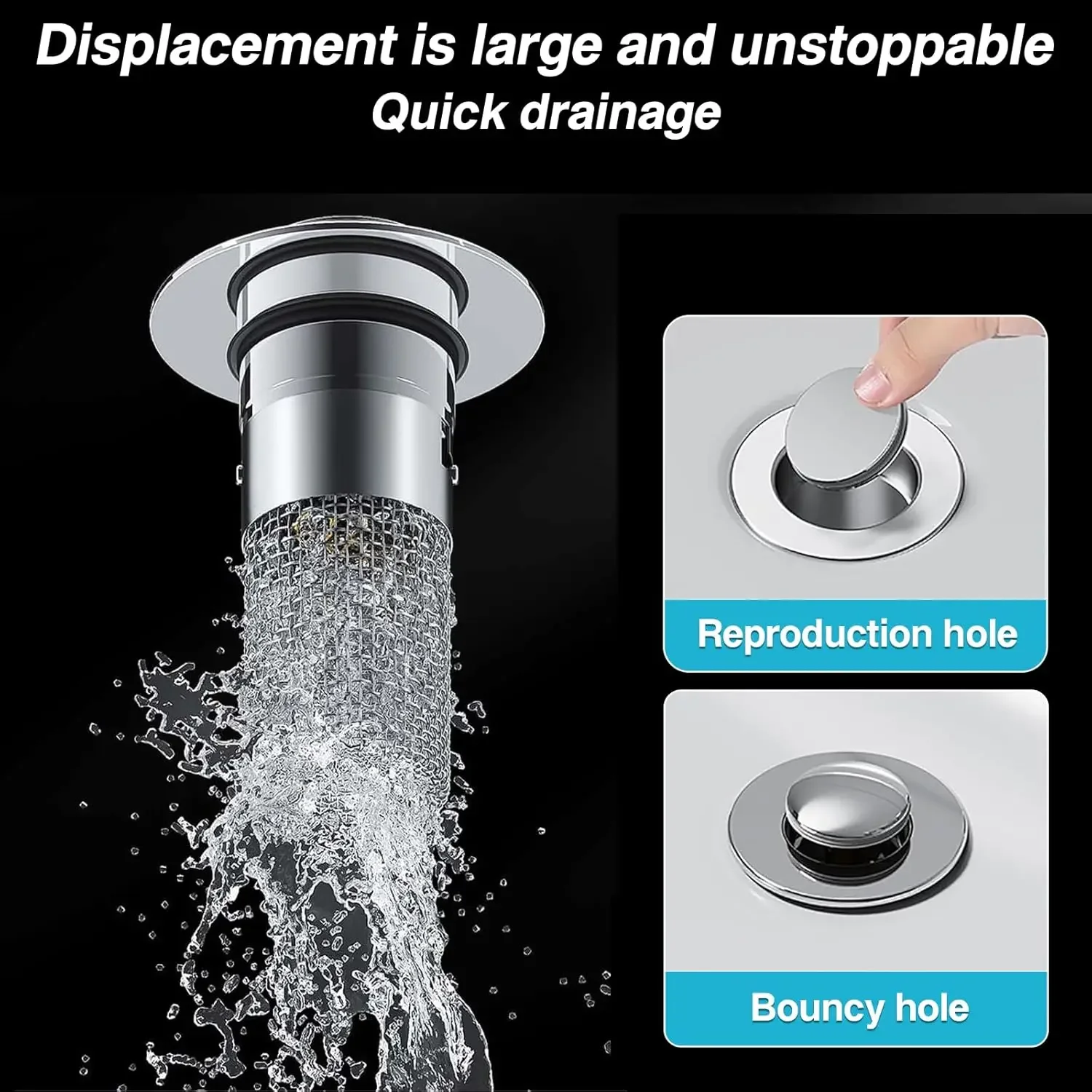 Stainless Steel Silver Bathroom Floor Drain Stopper