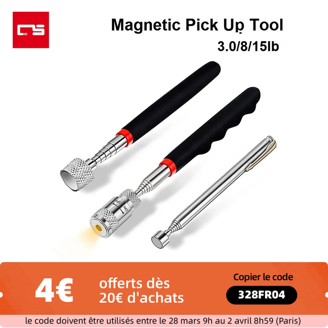 Outil de ramassage magnétique télescopique 3.0/8.0/15.0lb, bâton
