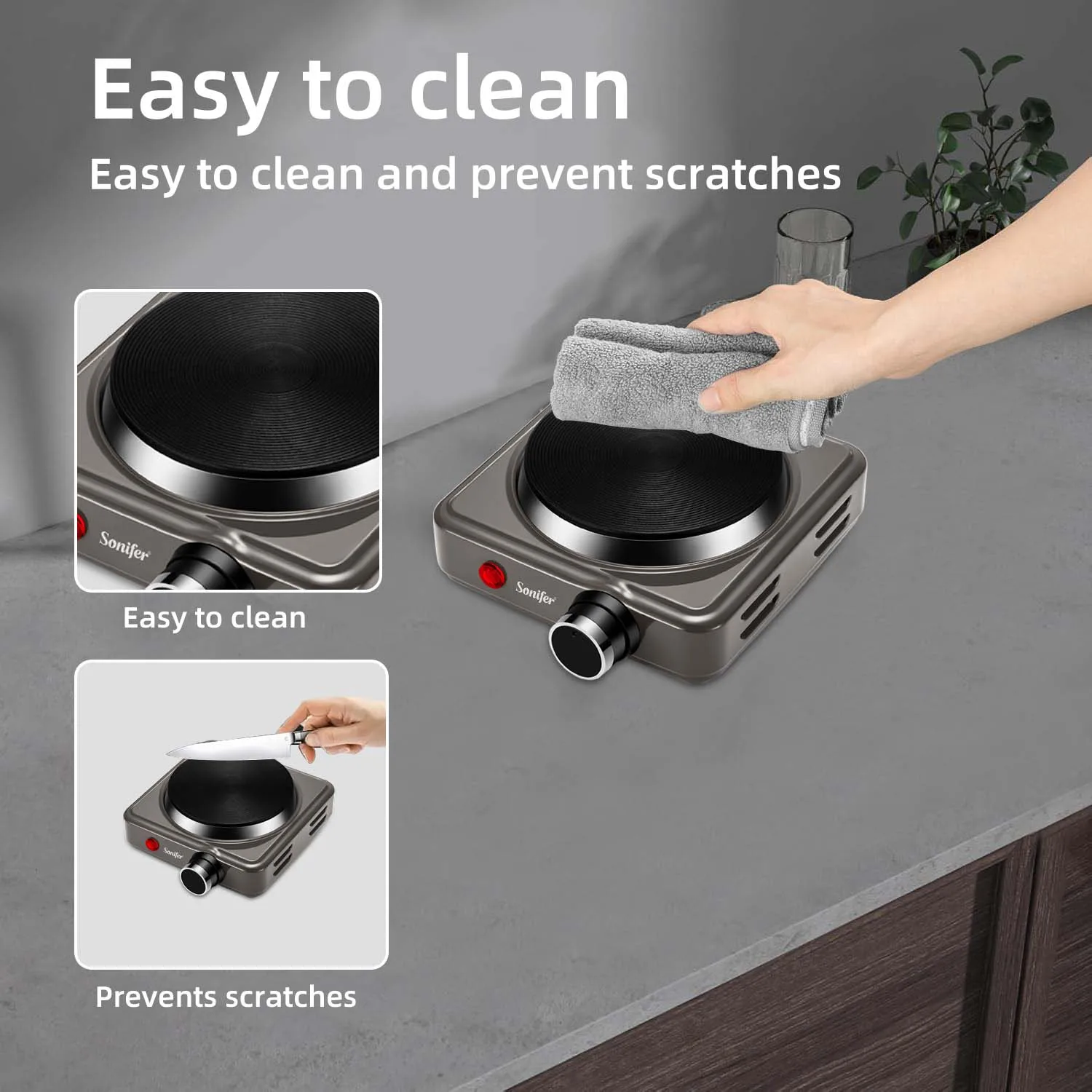 Mini Electric Hotplate 500W Adjustable thermostatic heating plate Travel Hotplate Suitable for caravans Camping Picnics 2