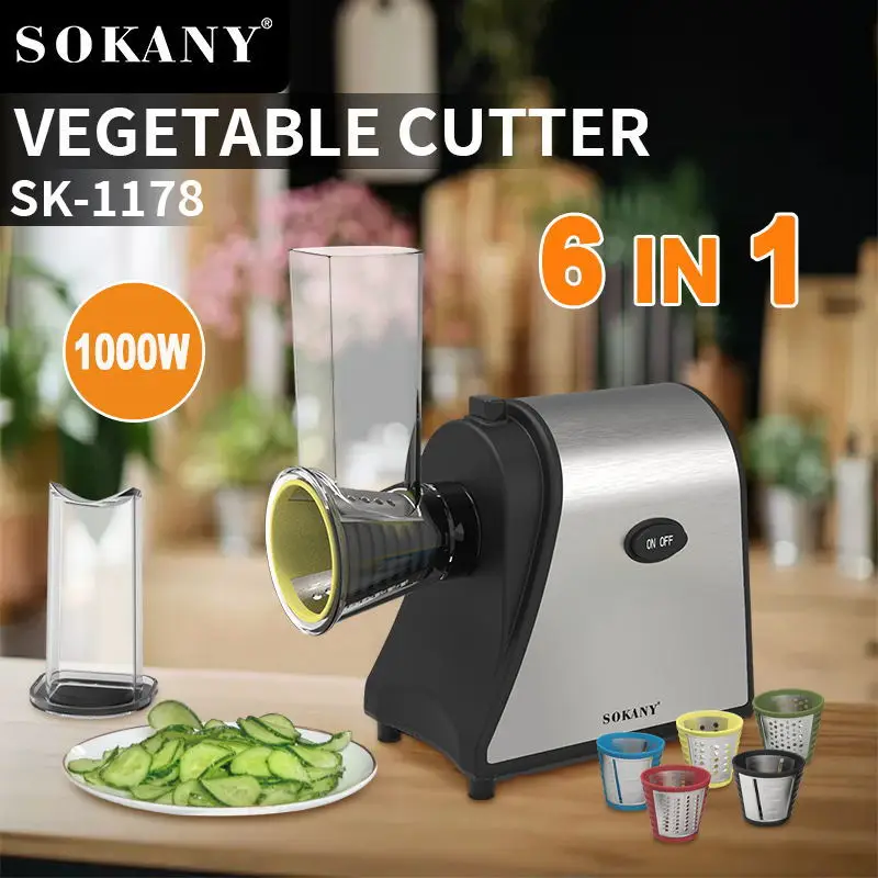 Vegetable Chopper Electric Veggie Chopper 6 in 1 Multifunctional Vegetable Cutter Food Chopper Kitchen Supplies1000 W