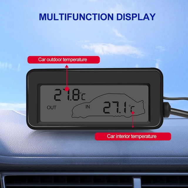 Termometro Auto Digitale Con Sonda Esterna - Monitoraggio Temperatura Interna/Esterna Con Display LCD - Foto 8