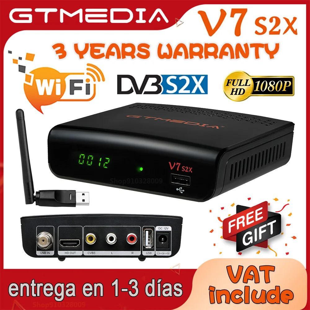 FTA 1080P Gtmedia V7 S2x DVB-S2 спутниковый ресивер с Usb Wifi цифровой приемник V7s2x обновление