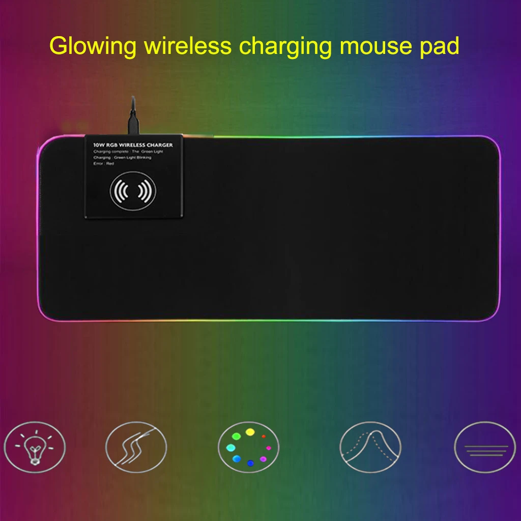 Ouhaobin Computer Peripherals Large Extended Rgb Led Lighting Keyboard Mat Gaming Mouse Pad Wireless Charging 20jun 19 silent wireless mouse