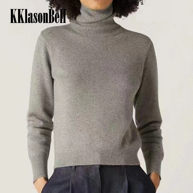 

11,10 KKlasonBell 100% кашемировый свитер вязаная Водолазка с длинным рукавом однотонный Повседневный вязаный пуловер для женщин