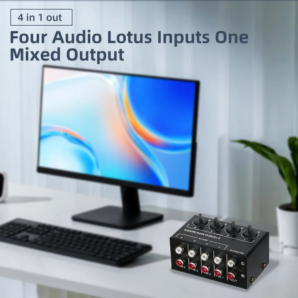 CX400 Mini Passive Stereo Mixer Rca 4 Channel Passive Mixer Small 12dB MAX DJ Equipment Mini sound table Small MIXER audio mixer