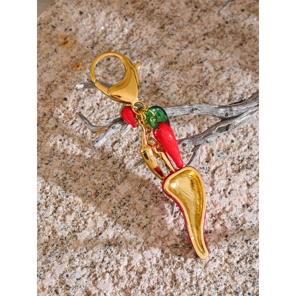 Yhpup Chilli Key Chains Stainless Steel Girls Handbag