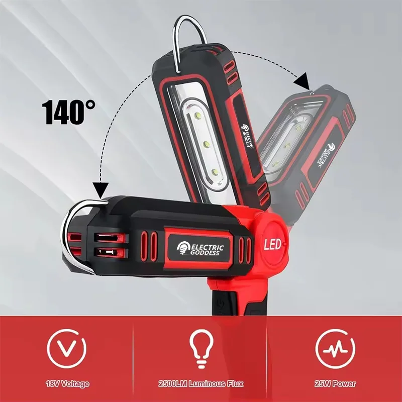 Electric Goddess Lighting Fixture Fold Tool Light Work Light Outdoor Flashlight Portable For Dewalt/Makita/Milwaukee Battery 4