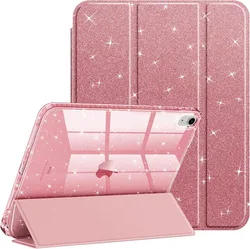 Glittering Sparkly Tri - Fold Stand iPad Case with Pencil Holder - iPad A19 12th 2026 (Pink)